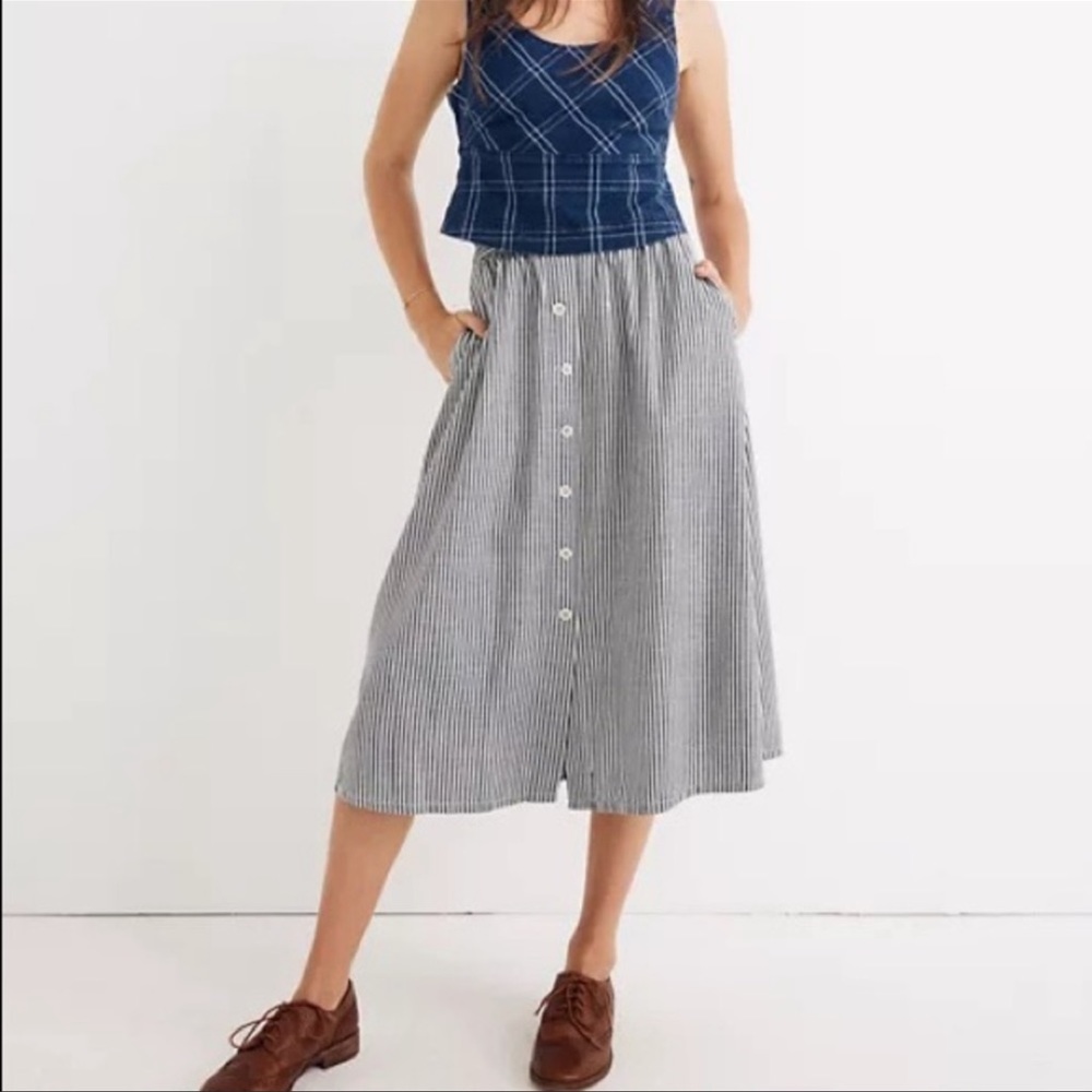 Madewell button down stripe skirt